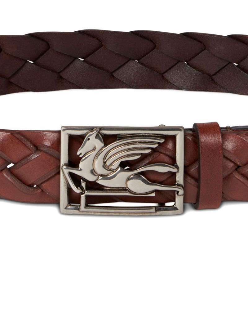 Etro Pegaso woven leather belt outlook
