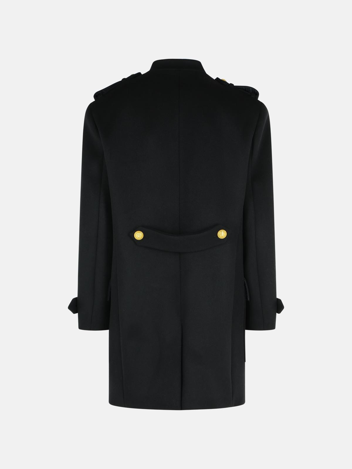 BLACK WOOL AND CASHMERE COAT - 3