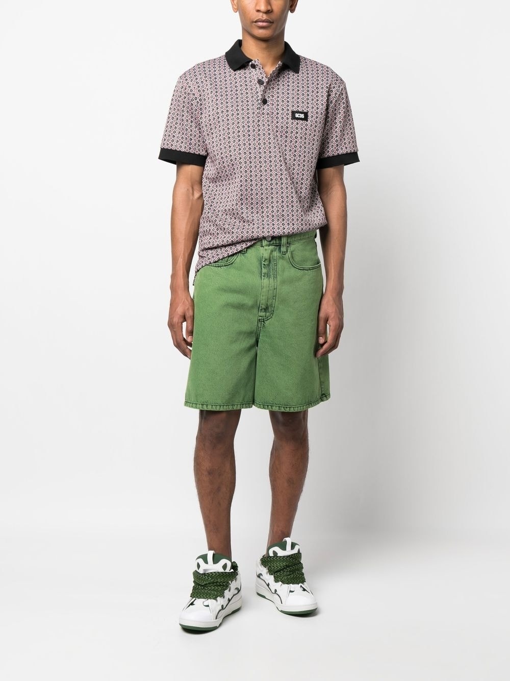 logo-patch jacquard polo shirt - 2