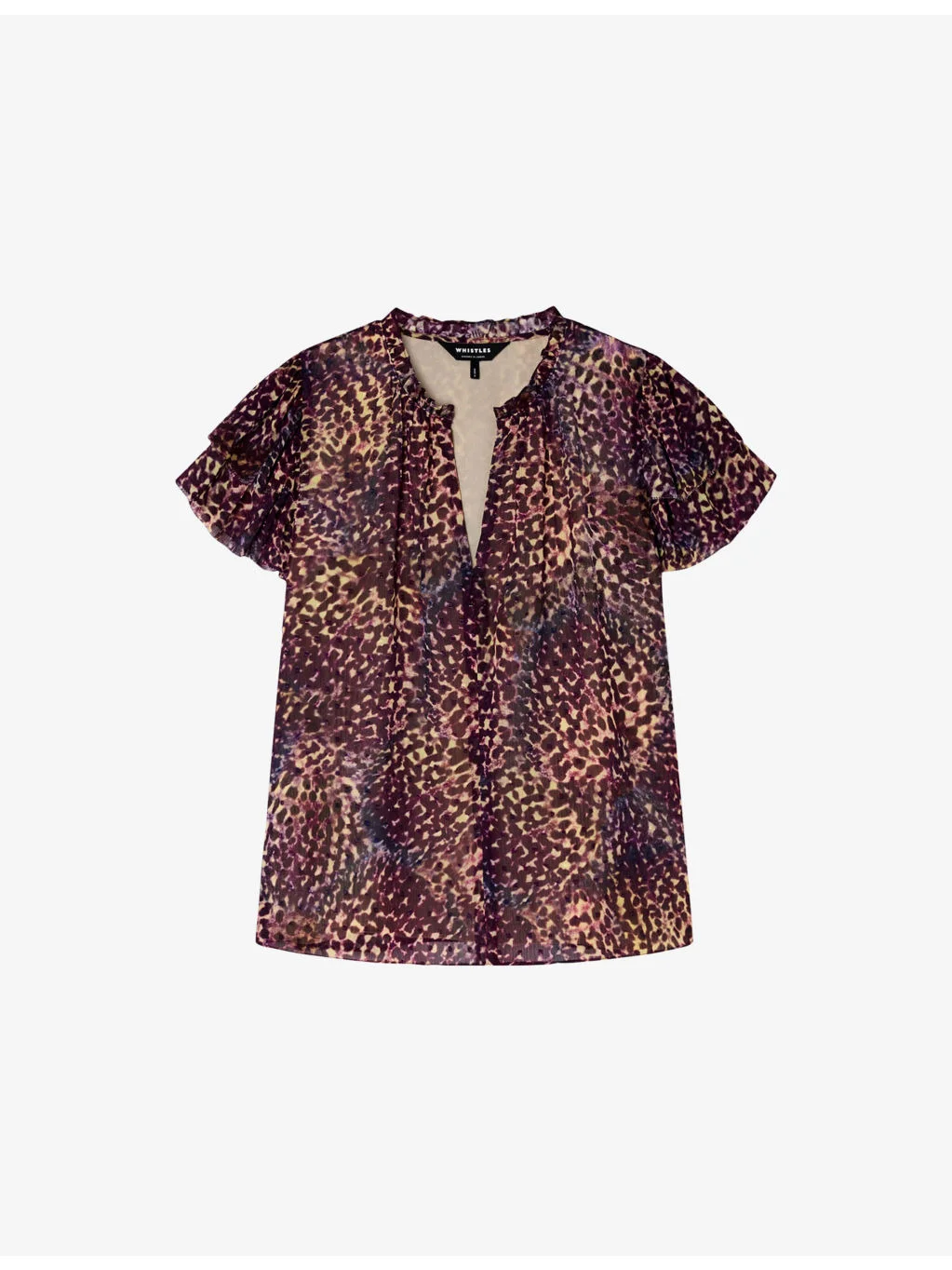 Abstract-Print Short-Sleeved Woven Top - 1