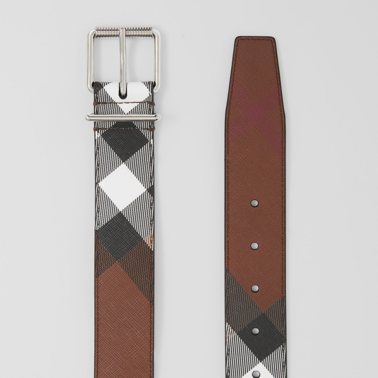 Check and Leather Belt - 5