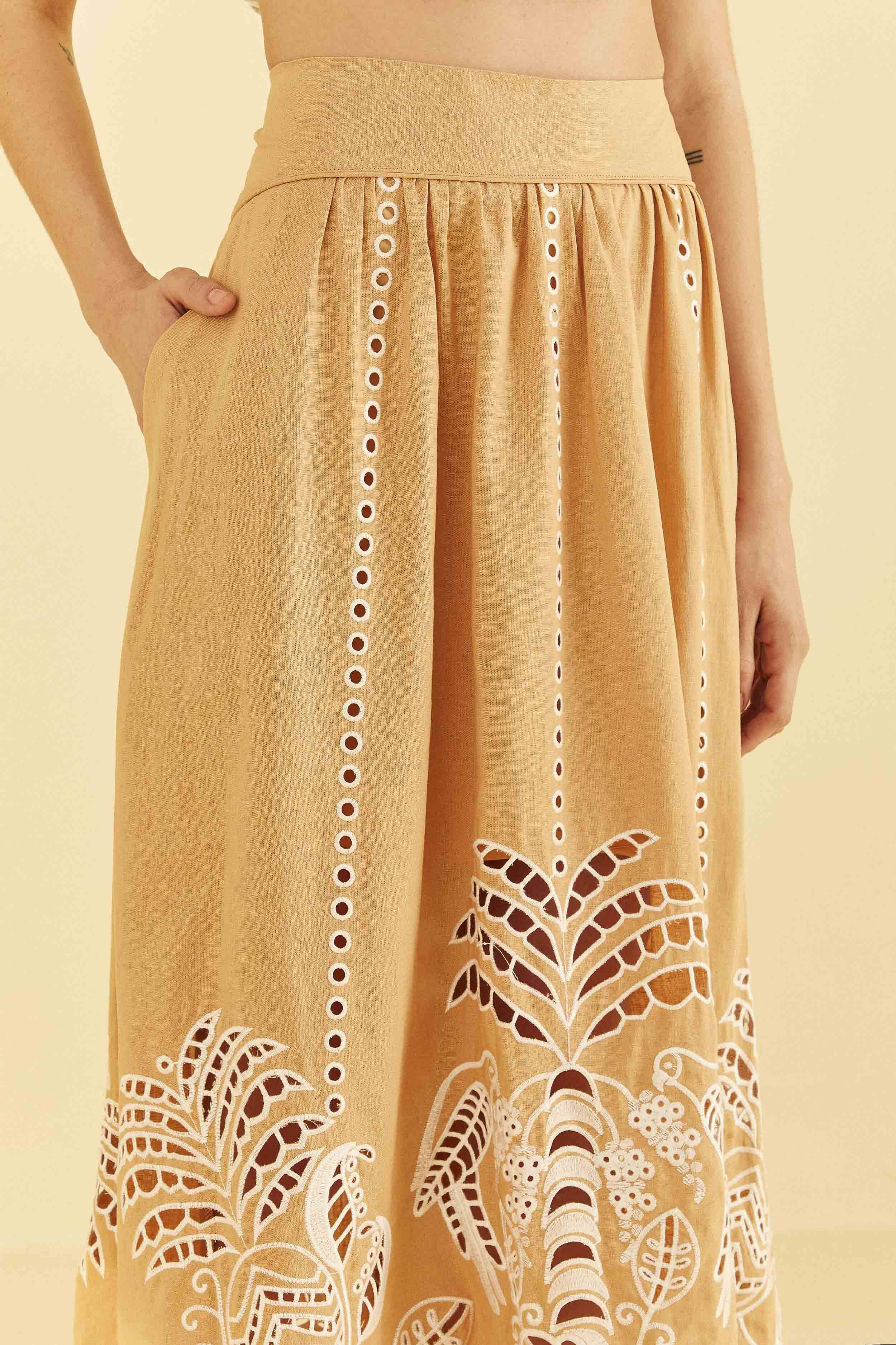 Sand Richelieu Midi Skirt - 9