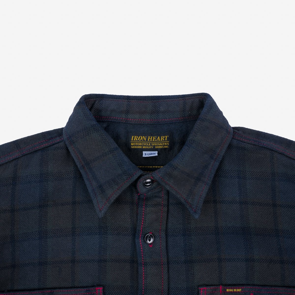 IHSH-334-OD Ultra Heavy Flannel Classic Check Work Shirt - Red Overdyed Black - 6