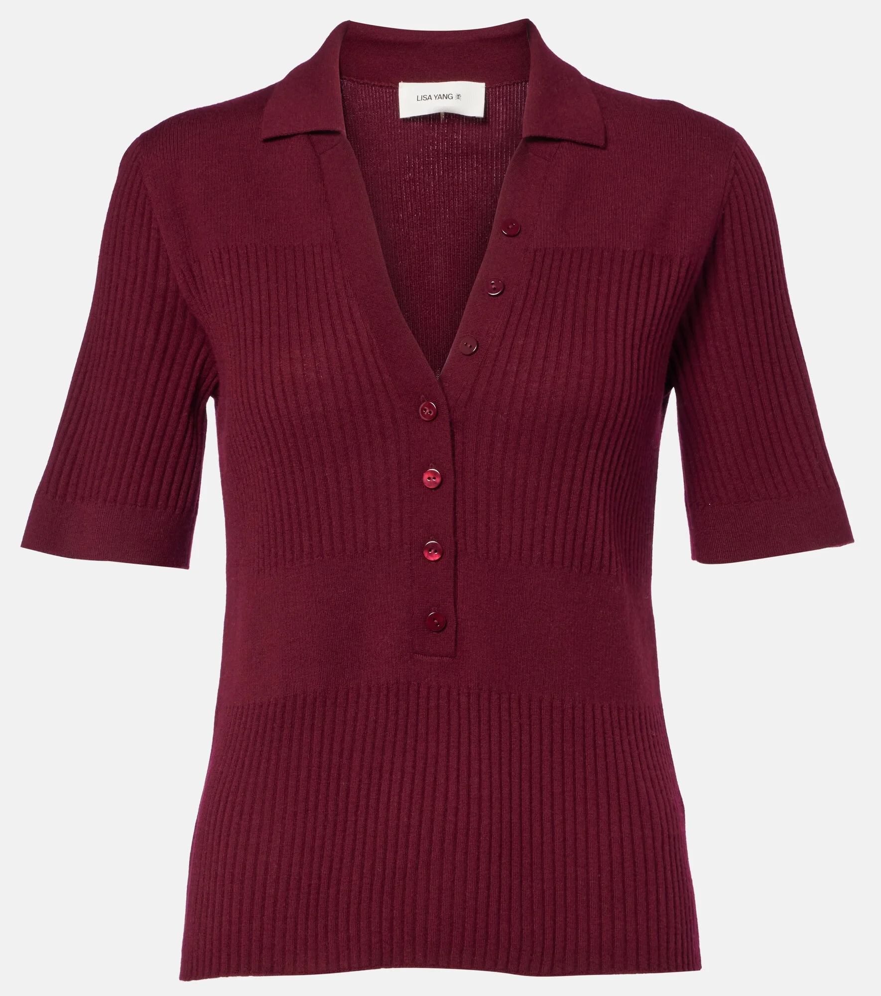 Malie ribbed-knit cashmere polo sweater - 1