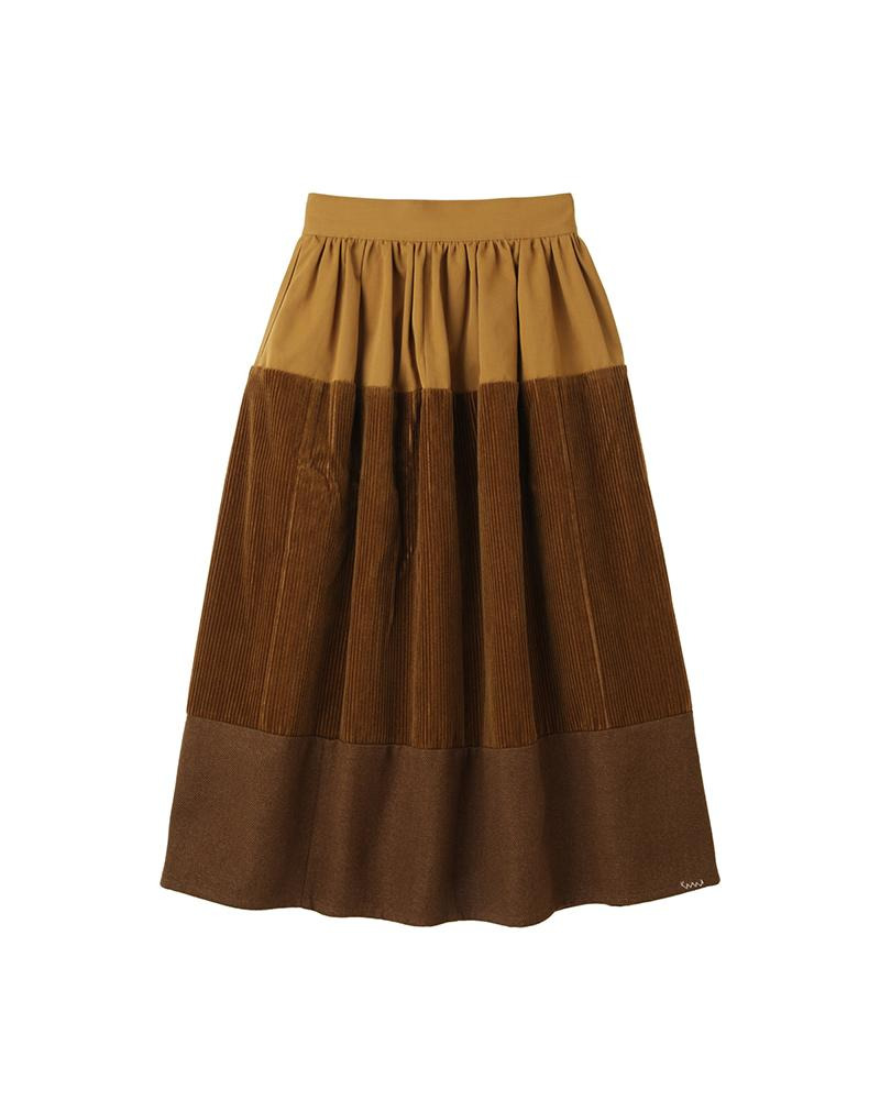ELEVATION SKIRT P.W. WOOL CORDS W LT.BROWN - 2