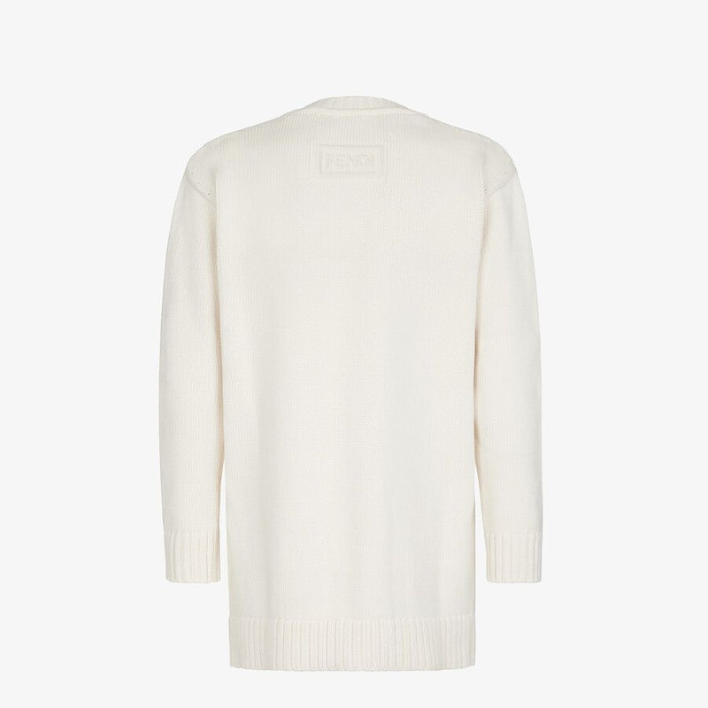 FENDI White cotton and silk cardigan outlook