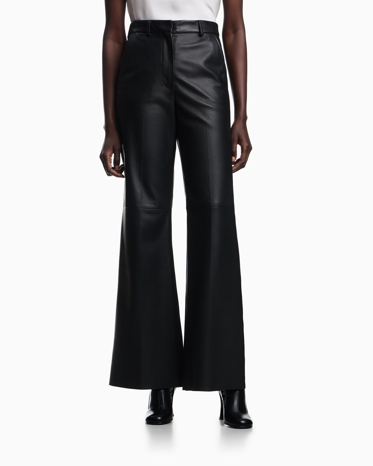 GLOVE-QUALITY LAMBSKIN NAPPA LEATHER PALAZZO TROUSERS - 4