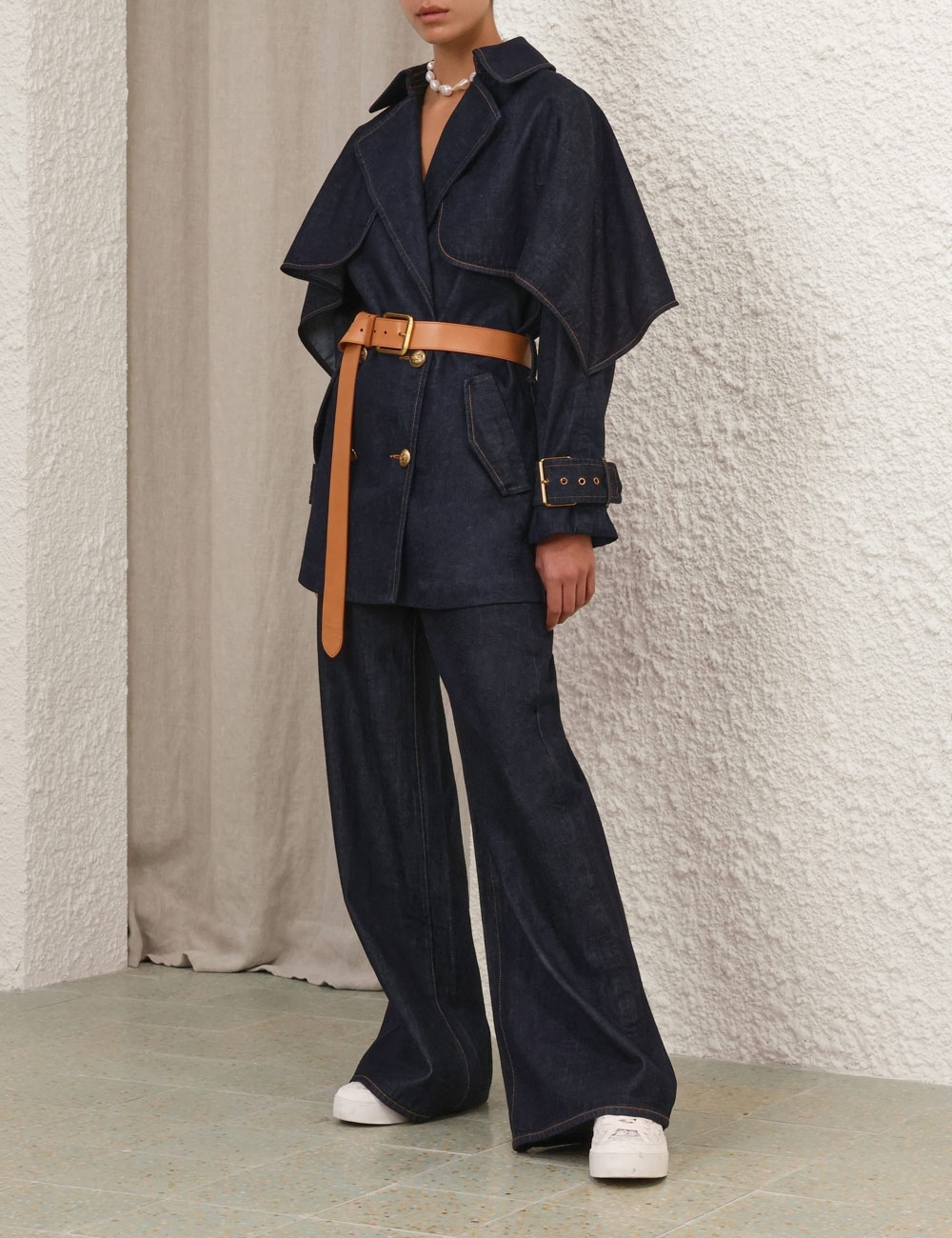 CRUSH DENIM TRENCH COAT - 3