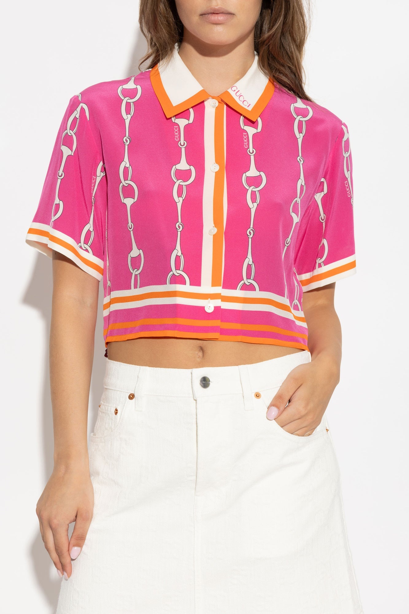Gucci Horsebit Stripe Print Silk Shirt - 2