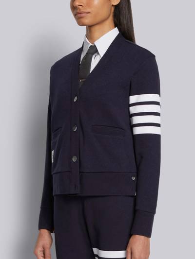 Thom Browne Navy Classic Loop Back Engineered 4-bar V-neck Cardigan outlook