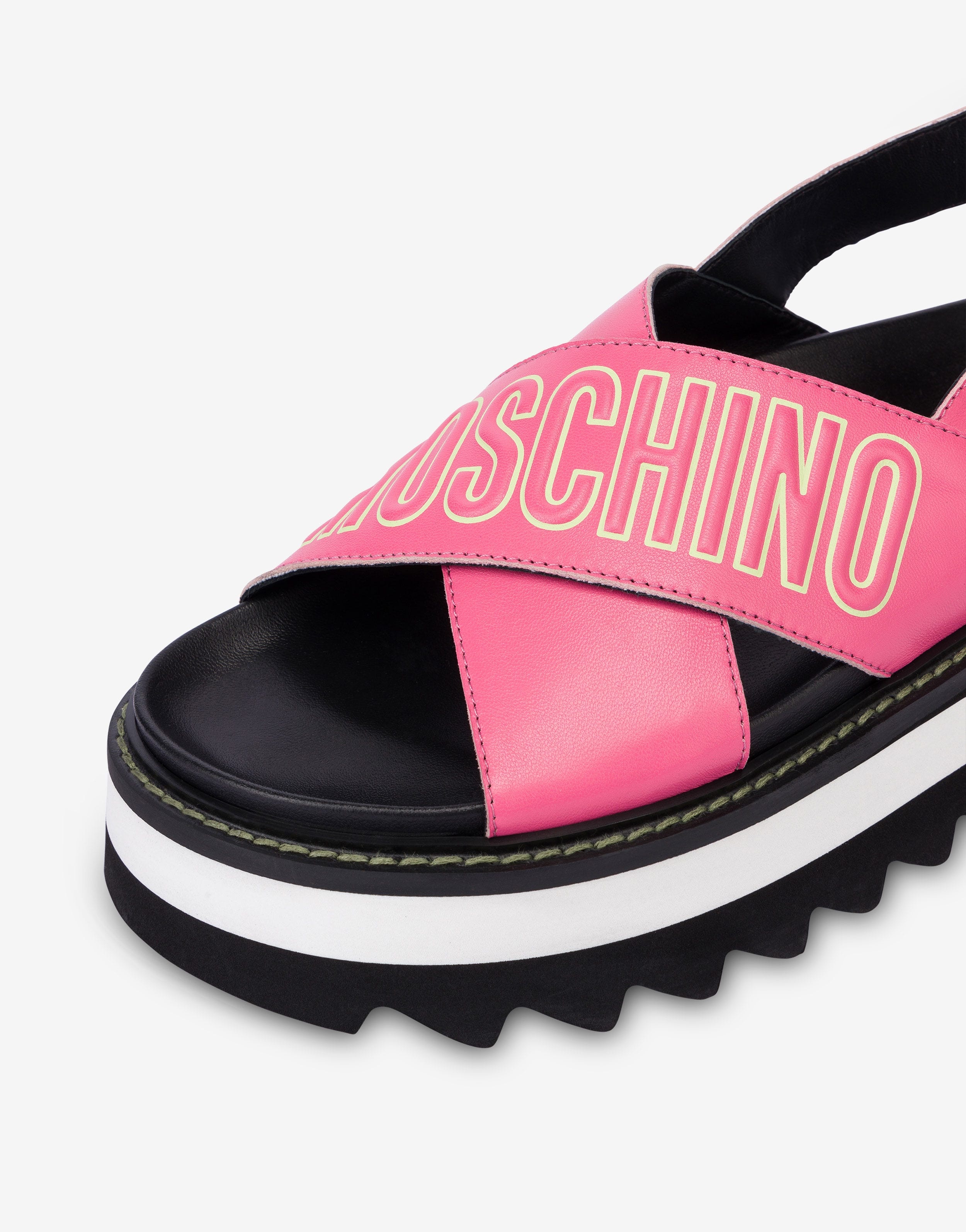 EMBOSSED LOGO PLATFORM SANDALS - 4