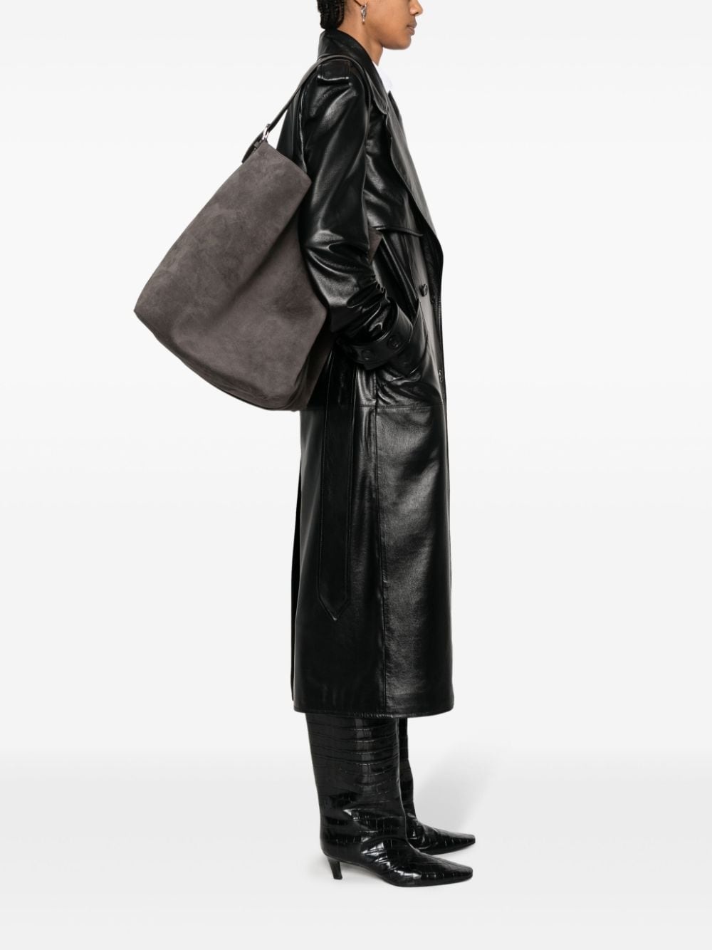 open-top suede tote bag - 2