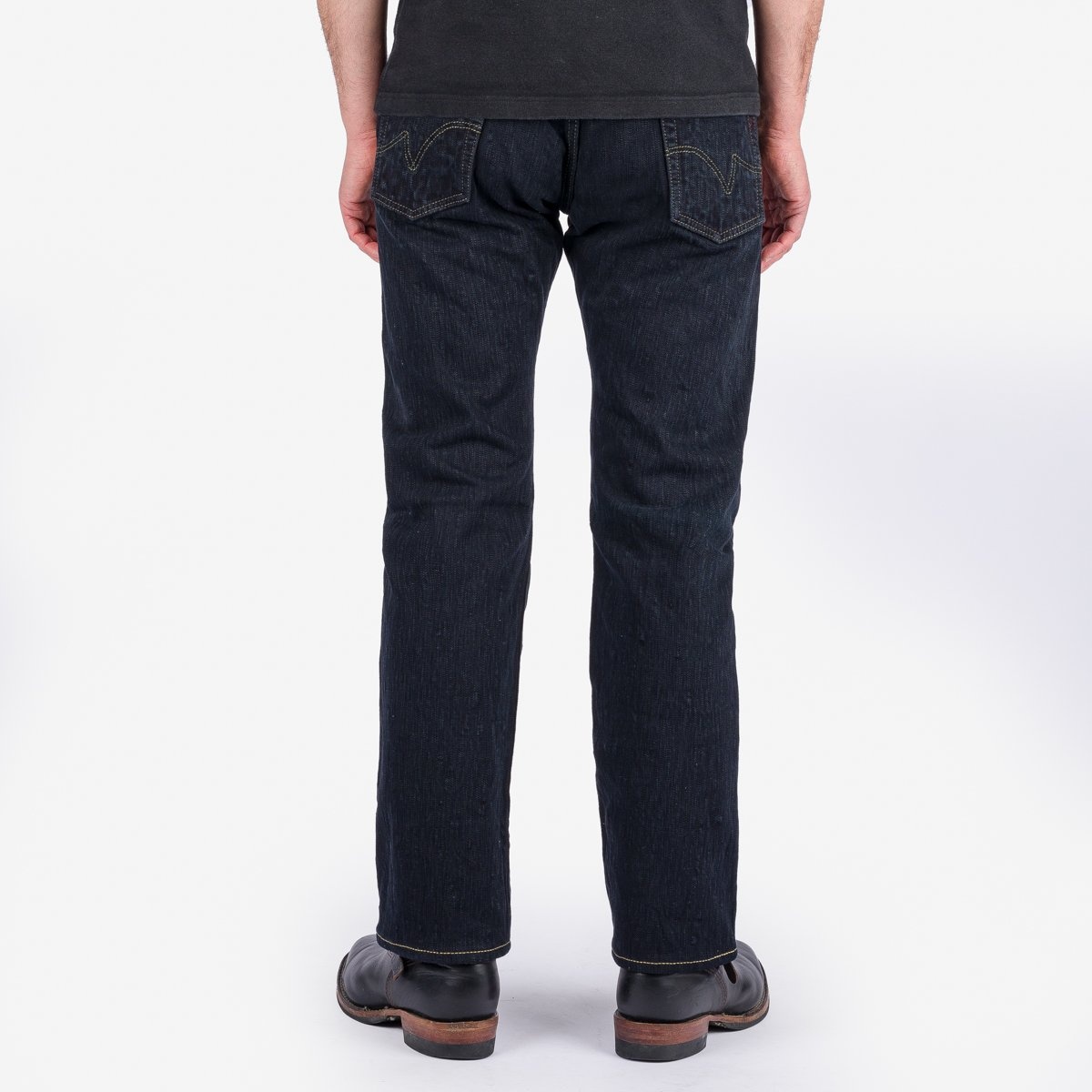IH-634S-SLBod 16oz Slubby Selvedge Denim Straight Cut Jeans - Indigo Overdyed Black - 3
