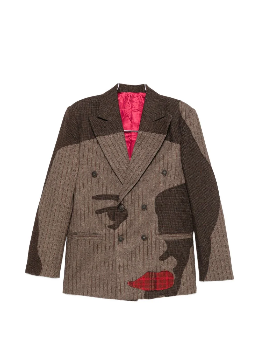 pinstriped face-patchwork jacket - 1