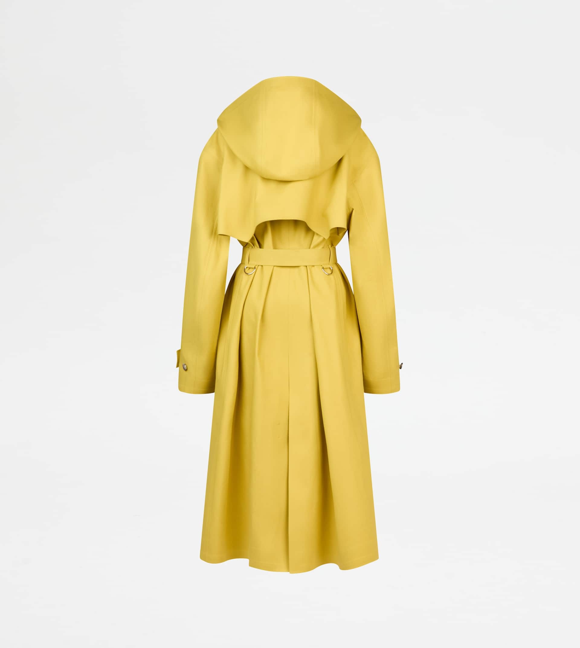 TRENCH COAT IN COTTON WITH LEATHER DETAILING - YELLOW - 2