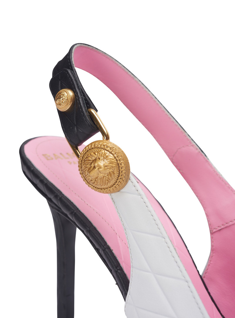 Two-tone calfskin Eva pumps with an embossed grid motif 5