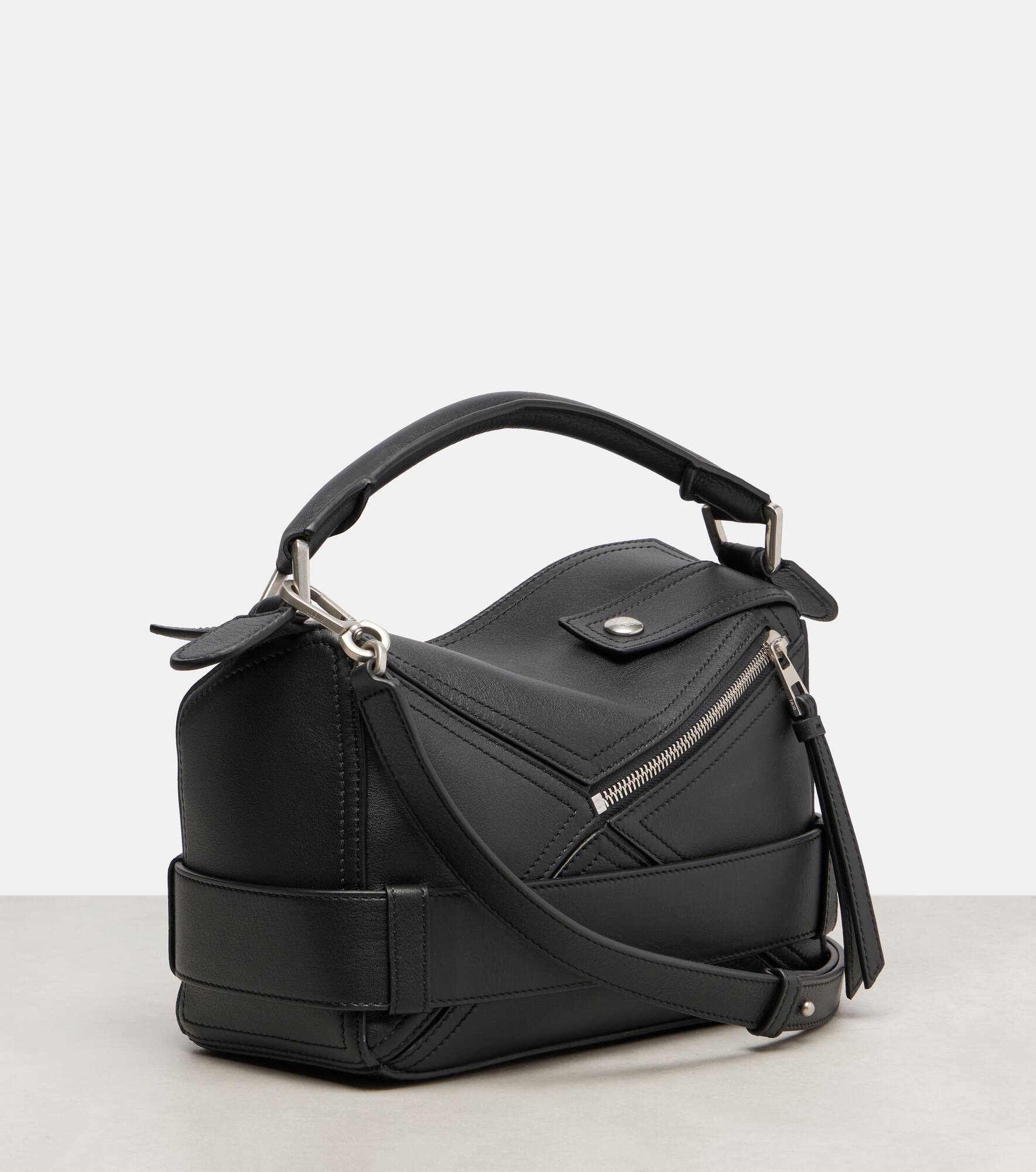 Puzzle Biker Small leather tote bag - 4
