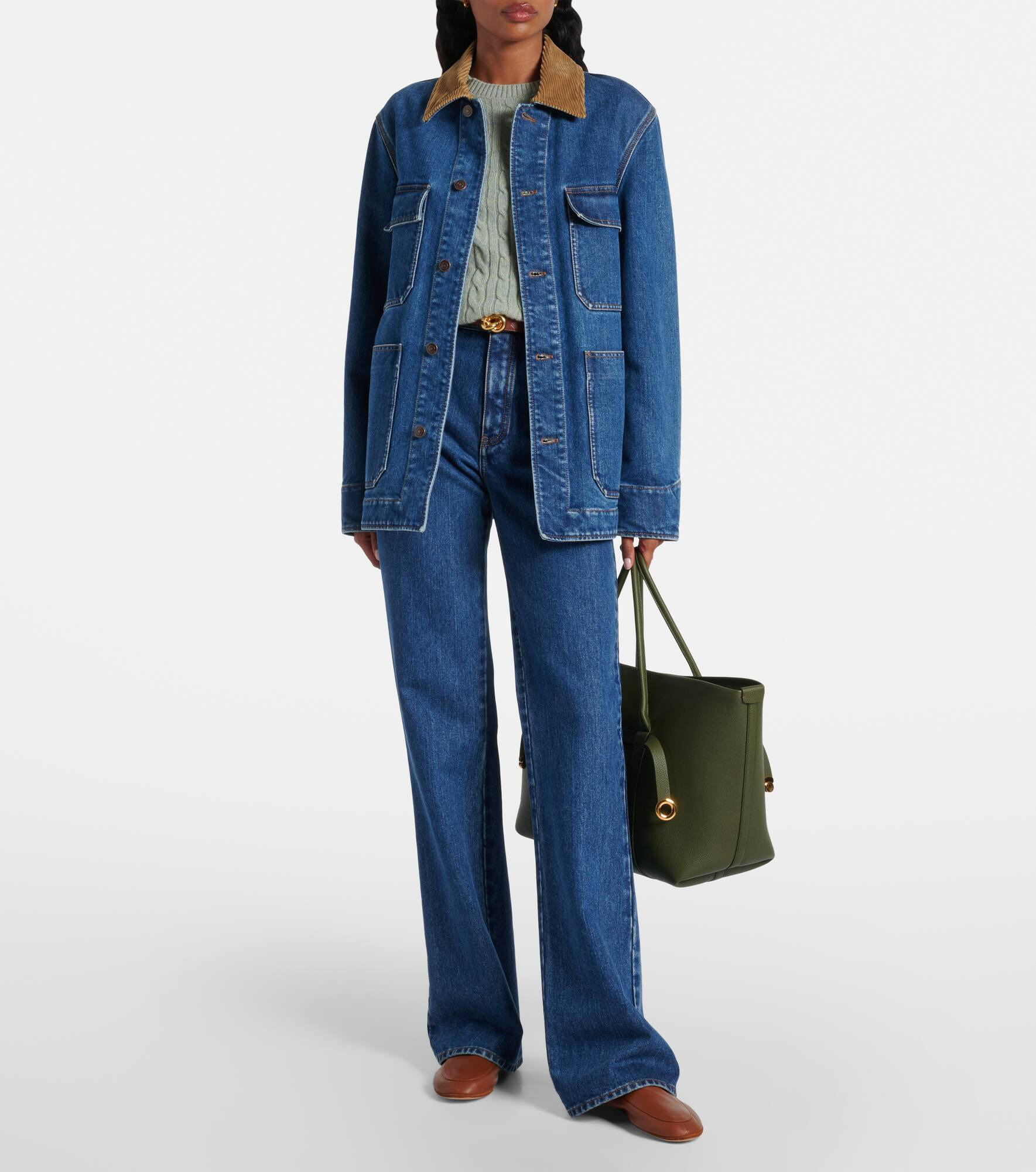 Mid-rise cotton and silk jeans - 2