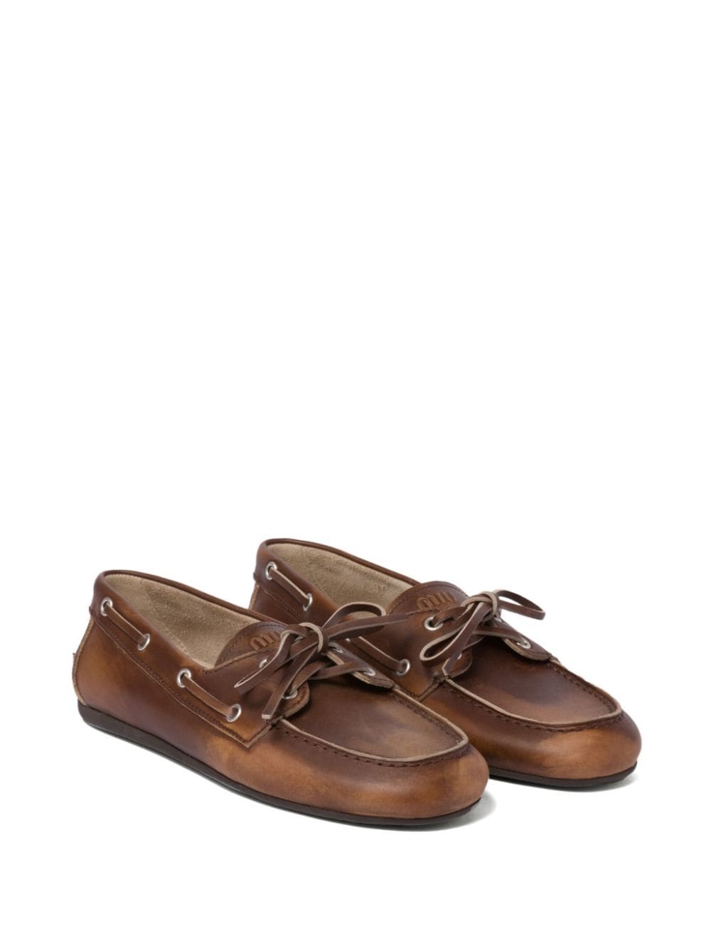 bleached leather loafers - 2