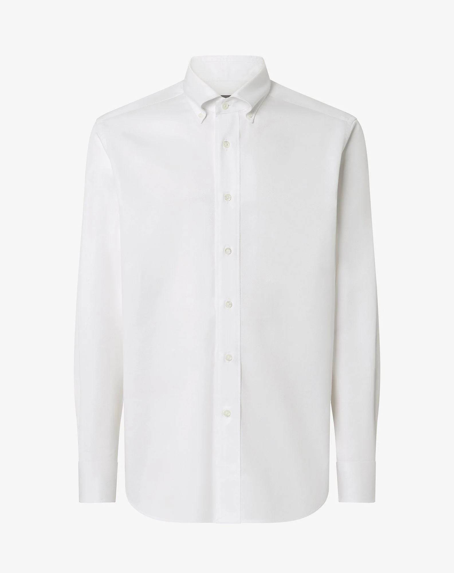 White cotton shirt with honeycomb micro-pattern - 1