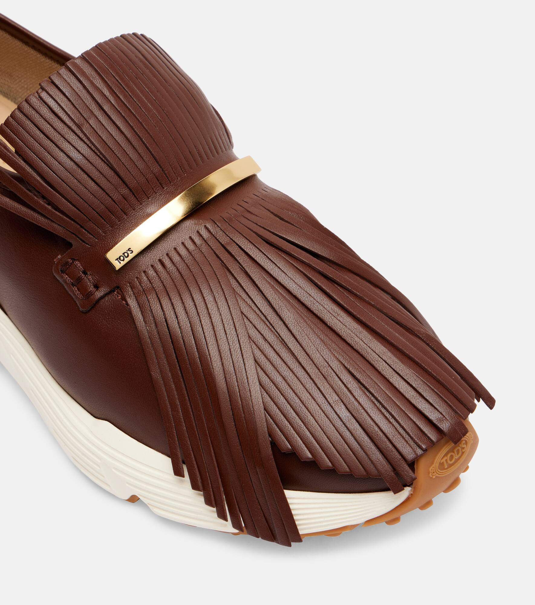 Fringed leather sneakers - 5