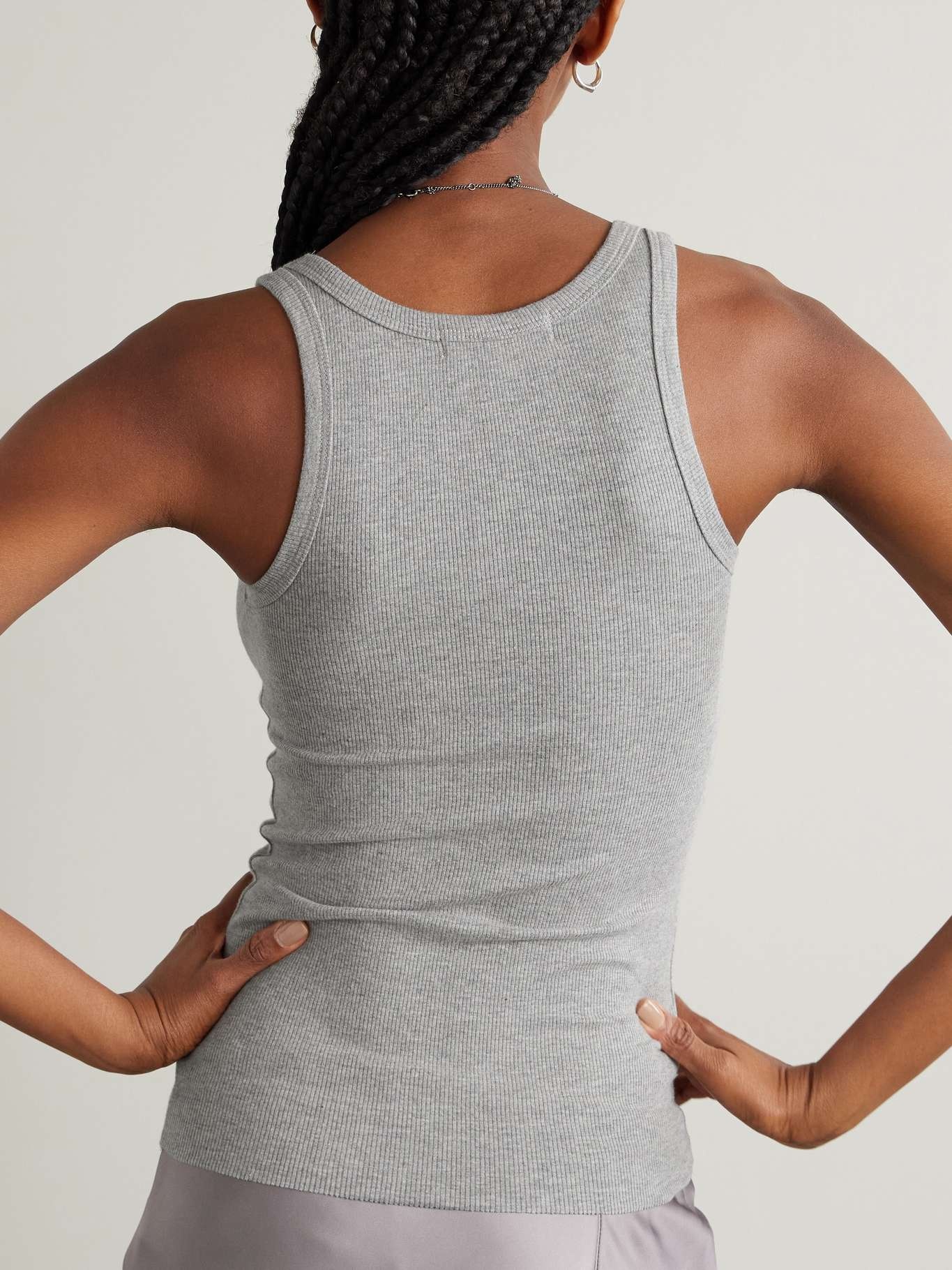 Ribbed stretch-jersey tank Gray - 3