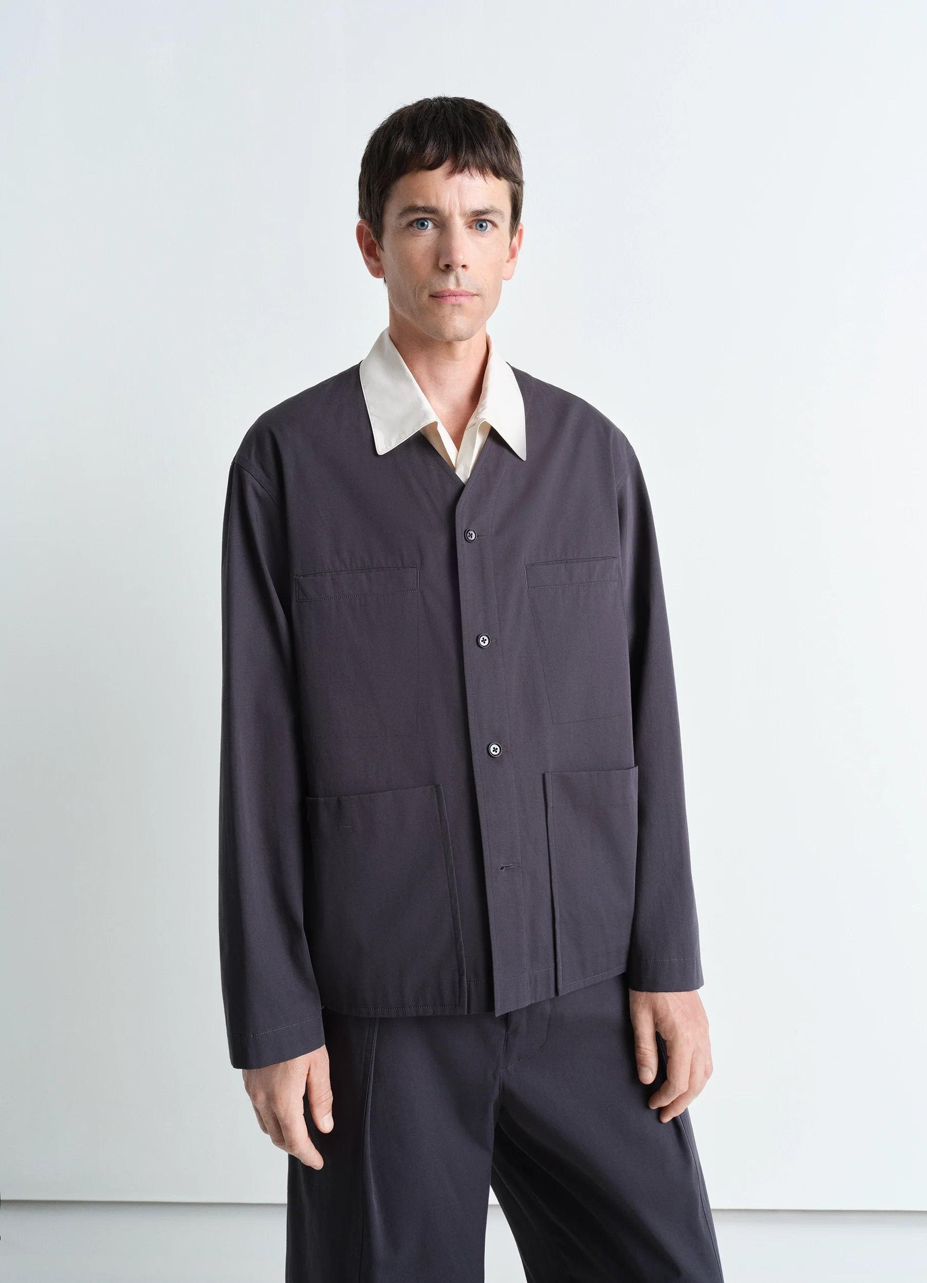 COLLARLESS OVERSHIRT - 3