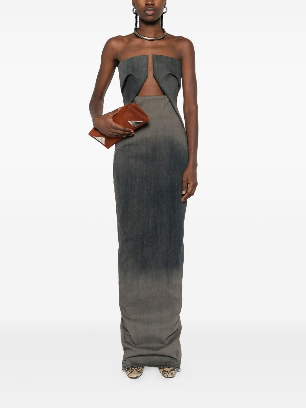 cut-out strapless dress - 2