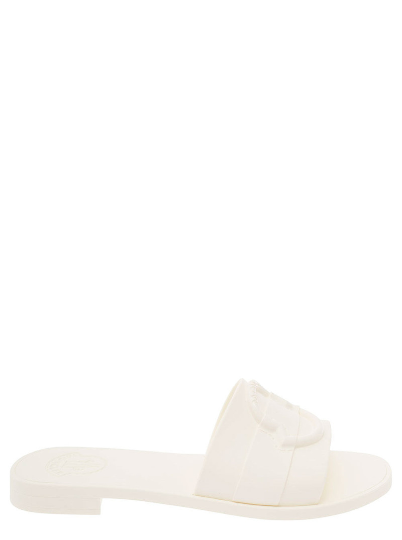 Moncler Women 'Mon' White Slide With Heel In Rubber Woman - 1