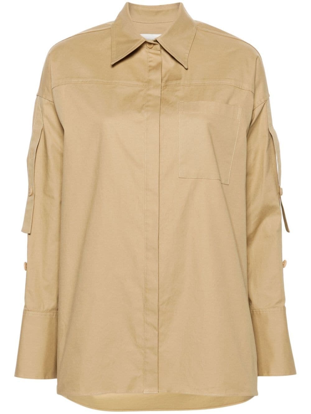 gathered-sleeves cotton shirt - 1