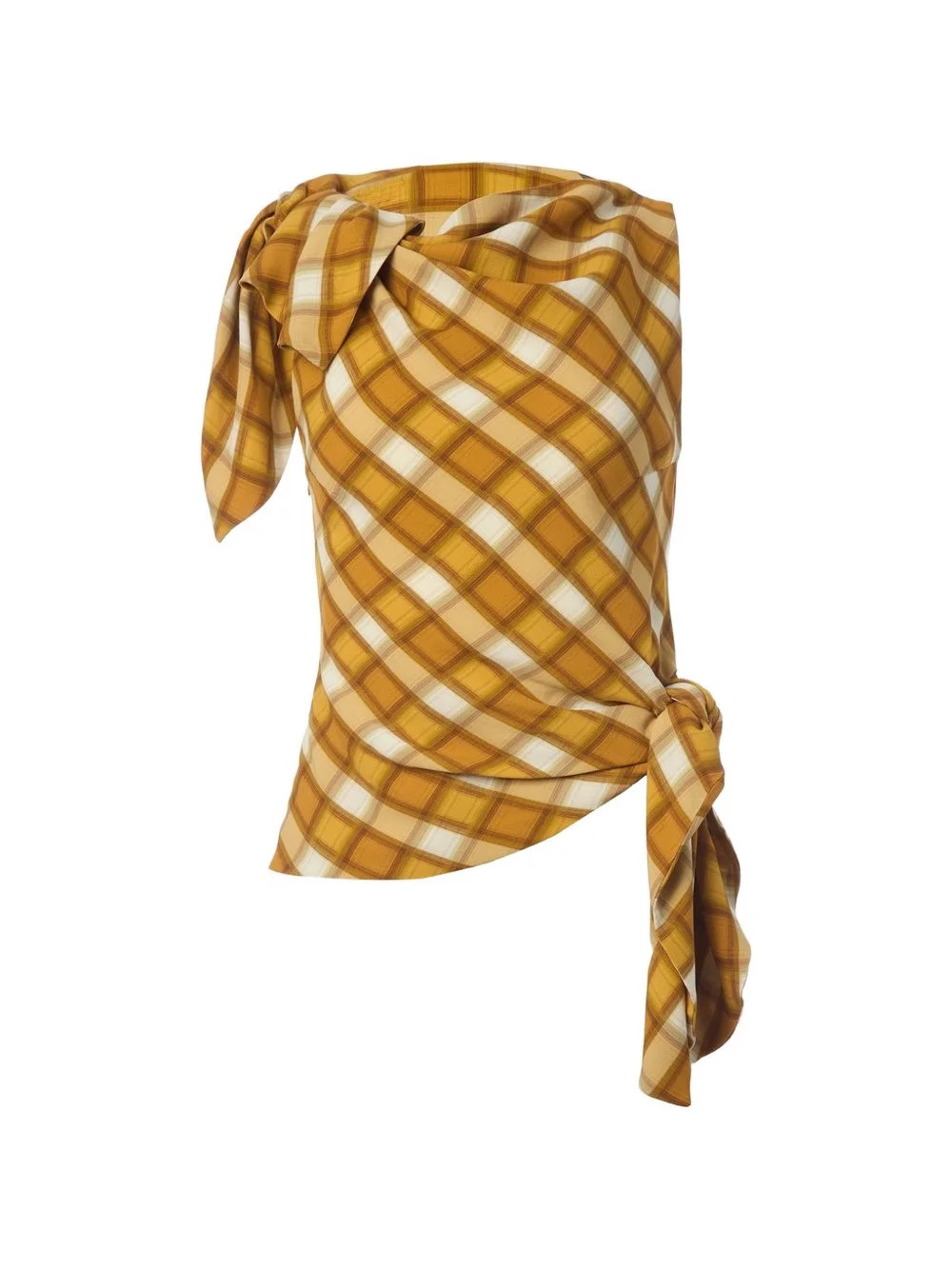 knotted-front checked top - 1