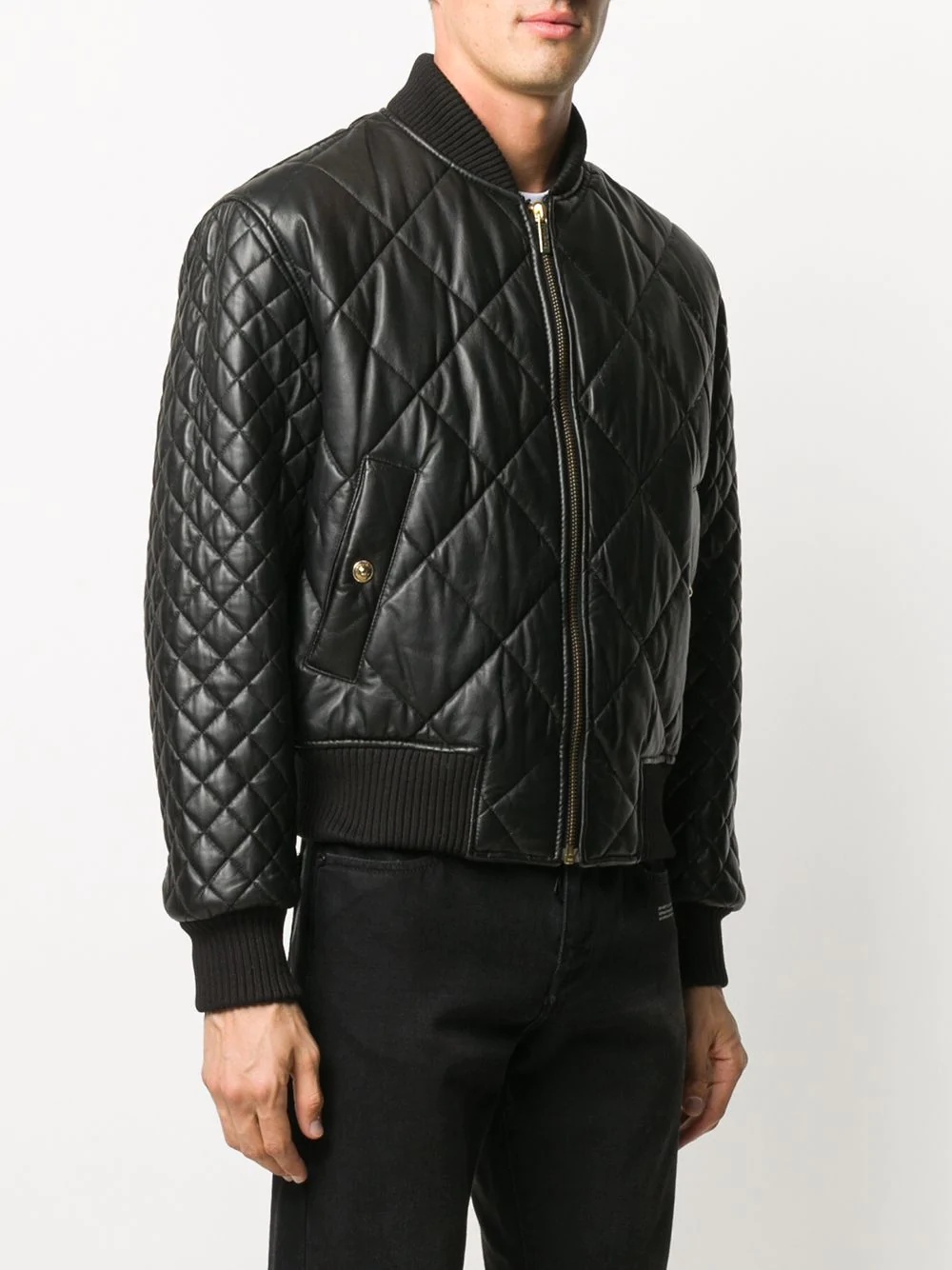 padded zip-up lambskin jacket - 3