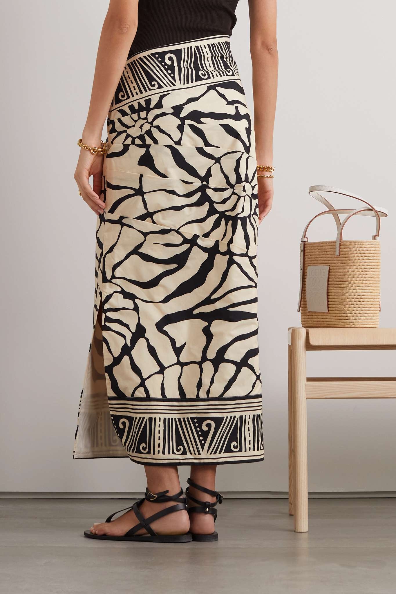 Cañabrava asymmetric printed cotton-poplin midi skirt - 3