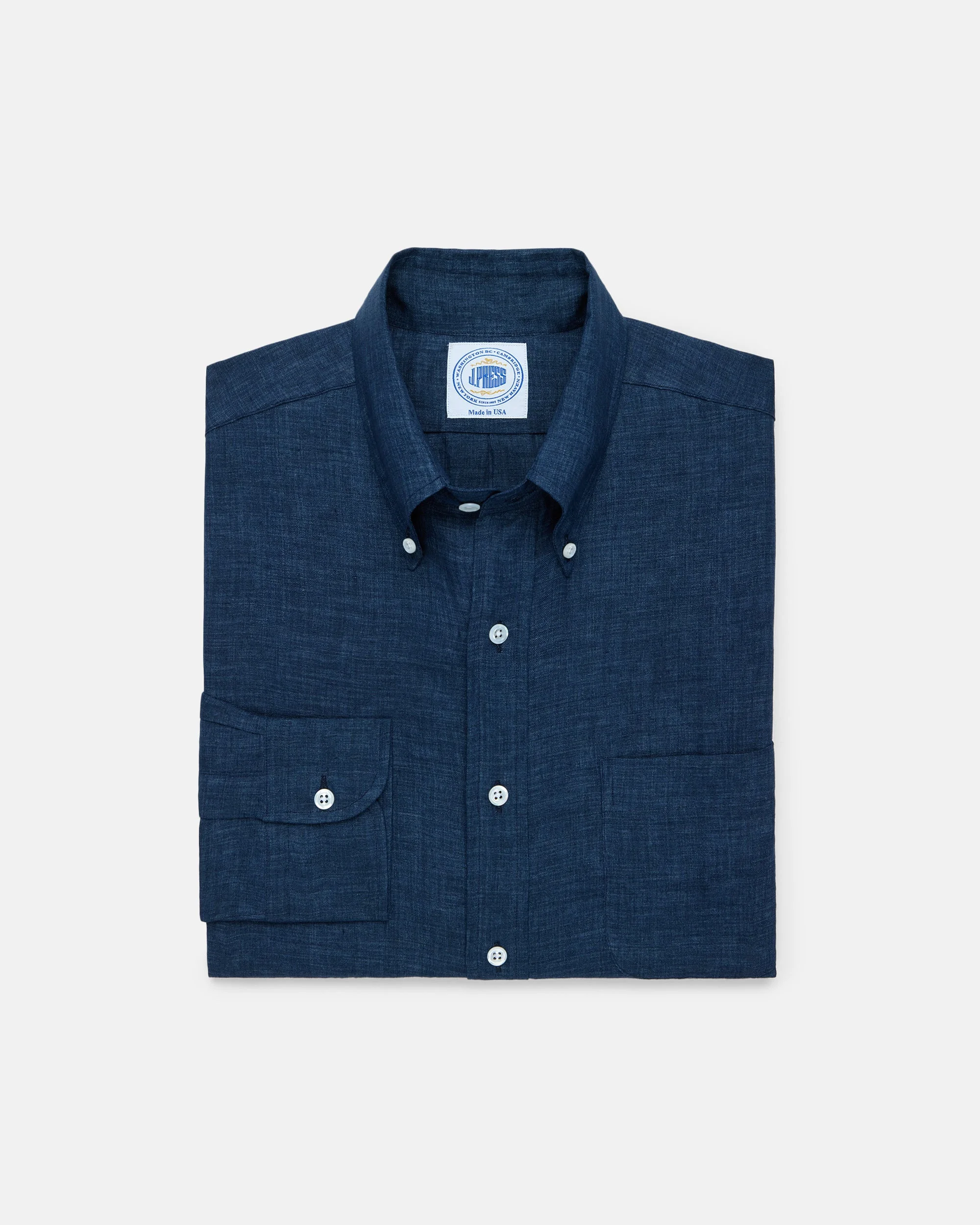 MADE-IN-USA THOMAS MASON NAVY LINEN SHIRT - 1