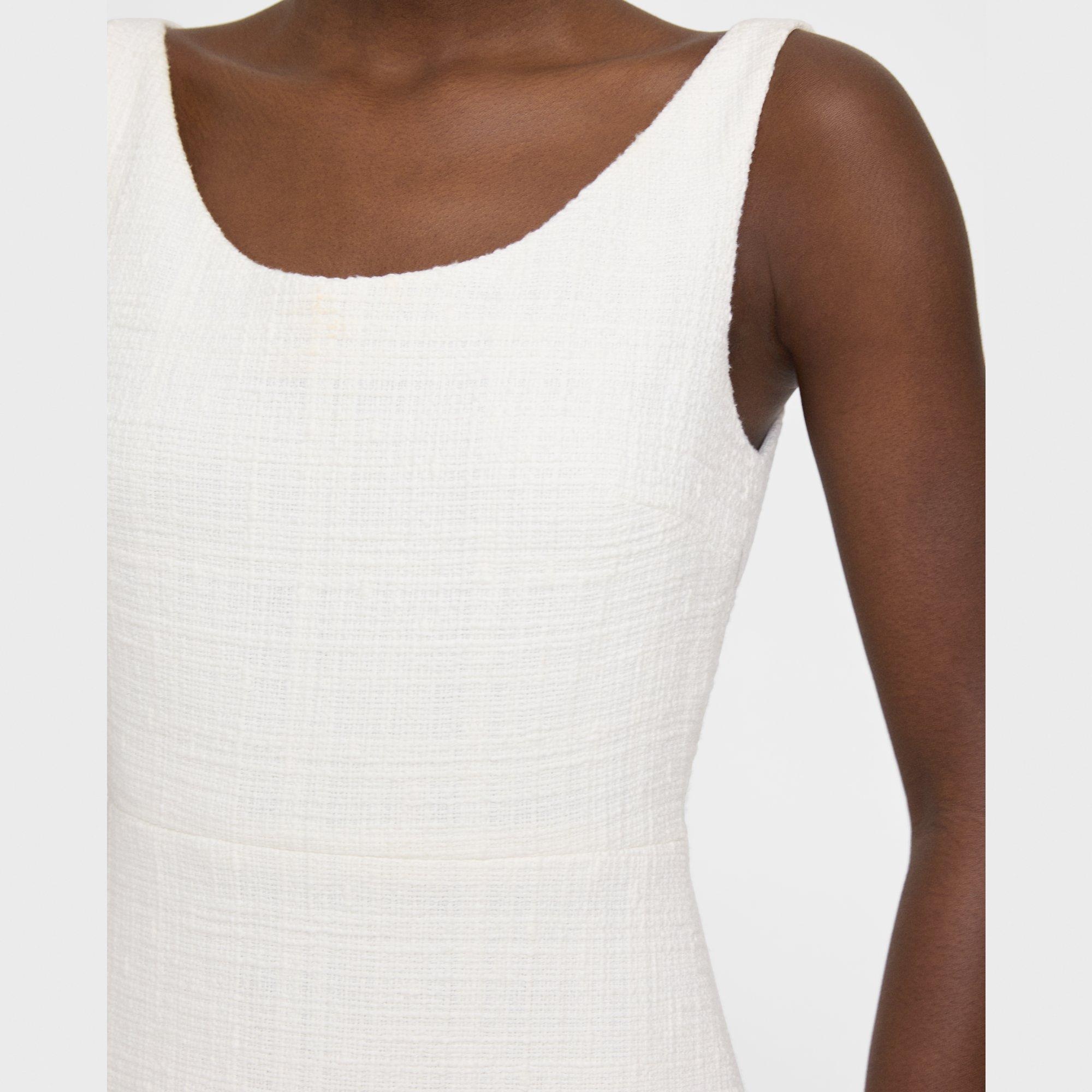 Ballerina Neckline Mini Dress in Cotton Tweed - 4