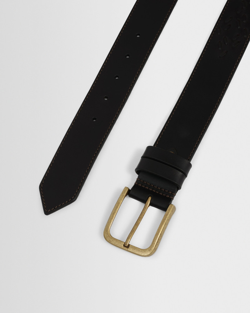 Paton - Dark Brown Embroidered Leather Belt 5