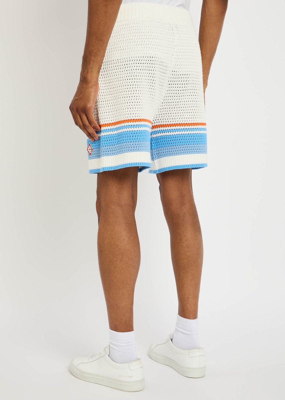 Casablanca Striped-crochet Cotton Shorts - 3