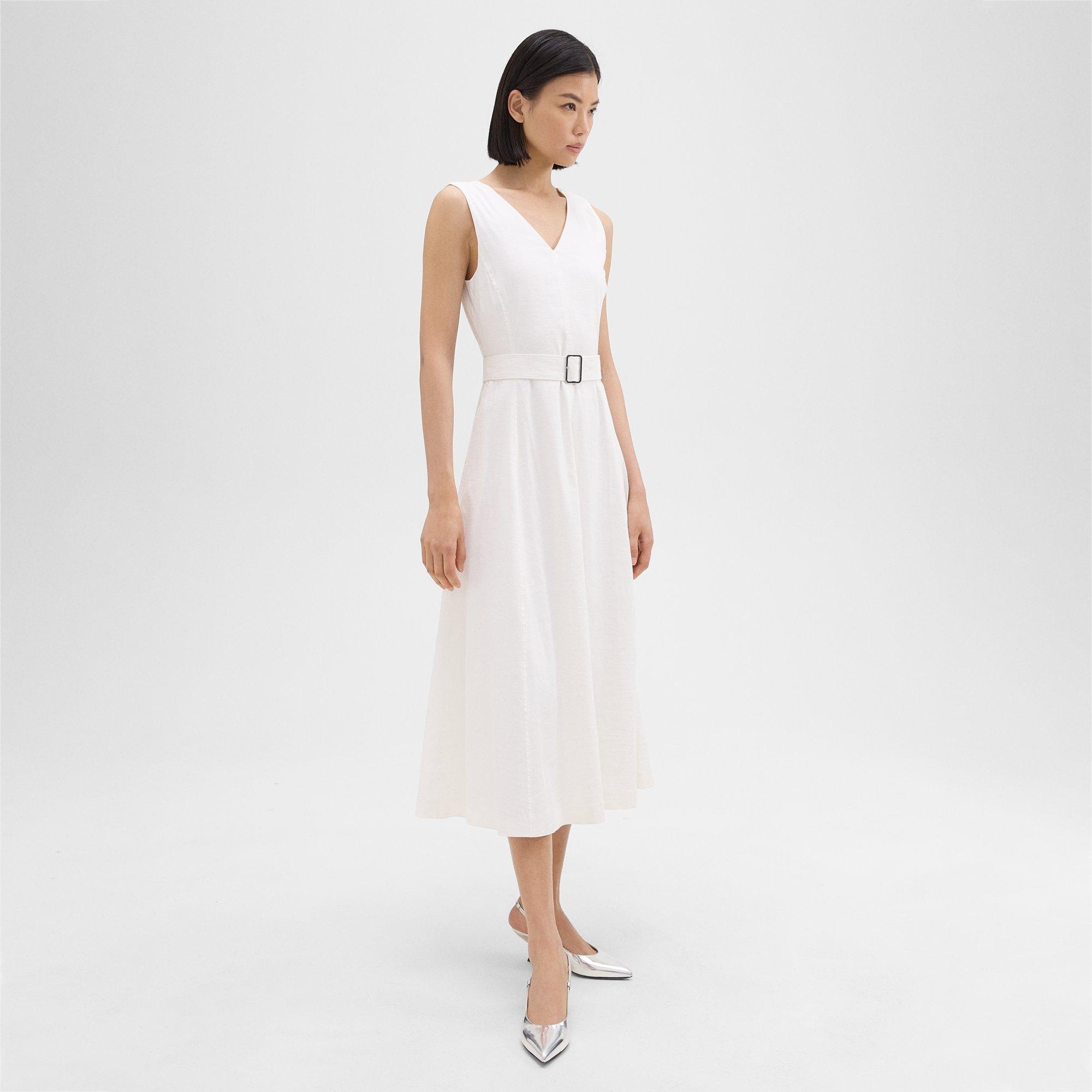 V-Neck Volume Dress in Good Linen - 3
