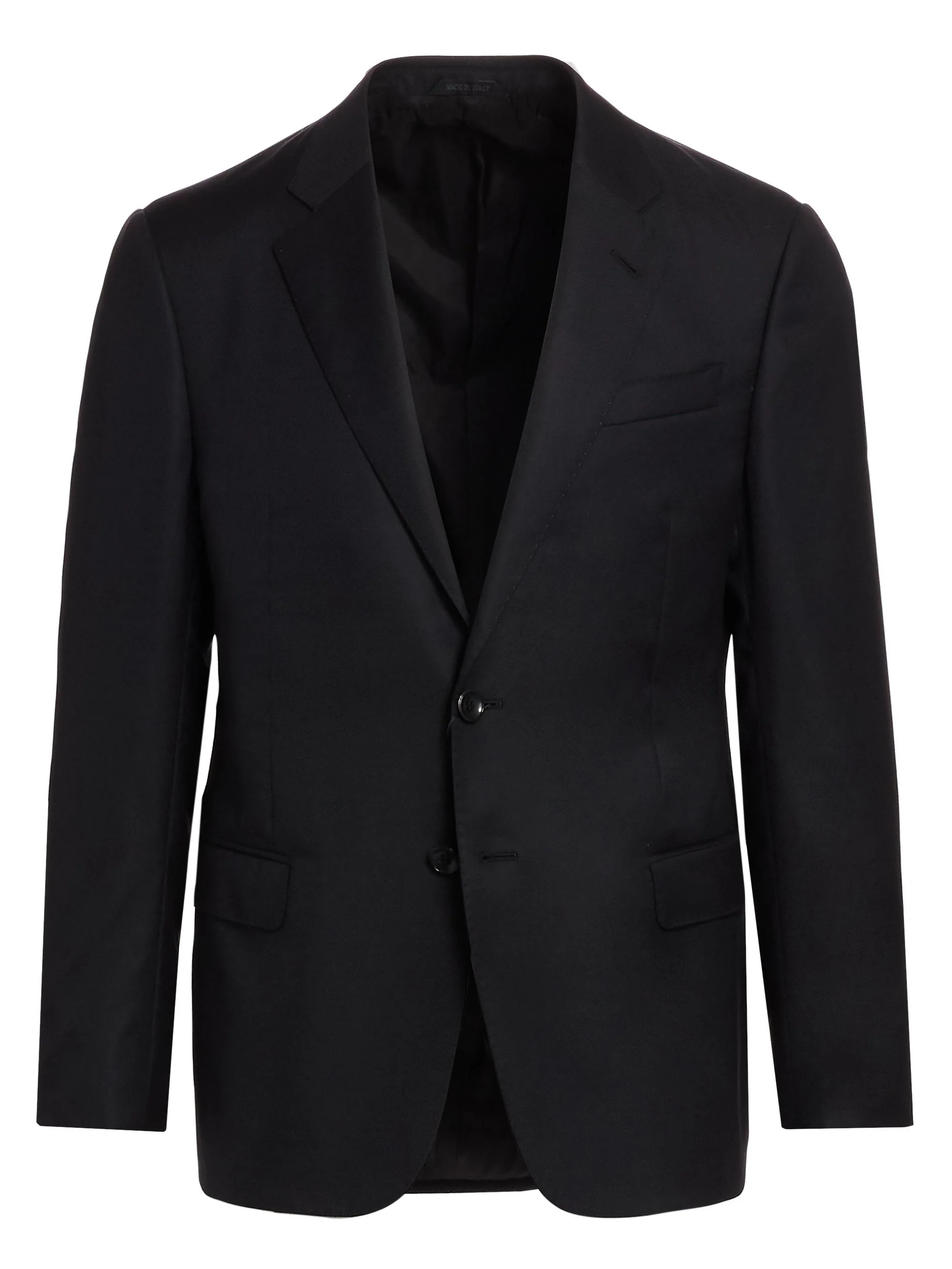 Men's Soft Basic Wool Two-Button Slim-Fit Blazer - Black - 1
