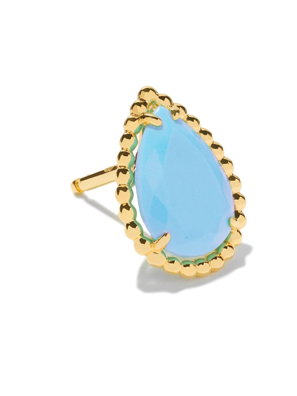 18kt yellow gold Serpent Bohème  turquoise S motif teardrop stud earrings - 3