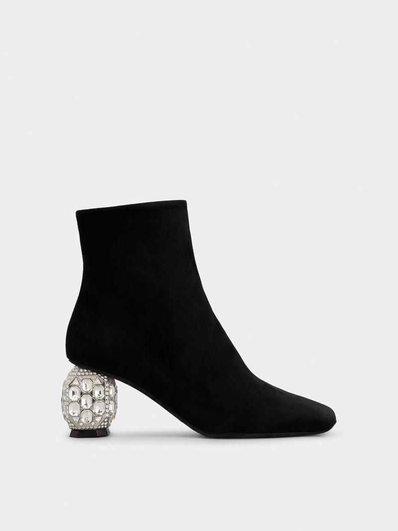 Jewel Heel Ankle Boots in Suede 1