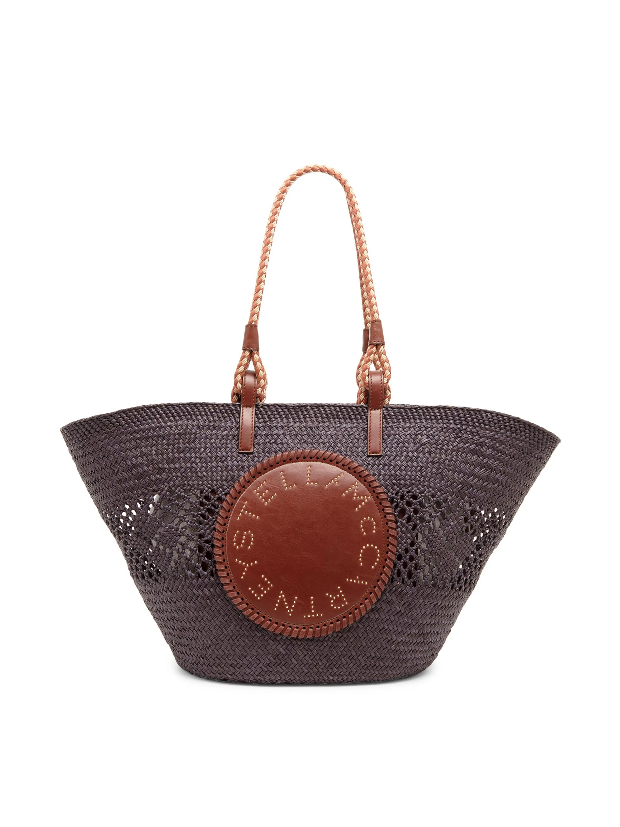 Women's Large Basket Eco Iraca Palm & Rope Tote Bag - Black Tan - 1
