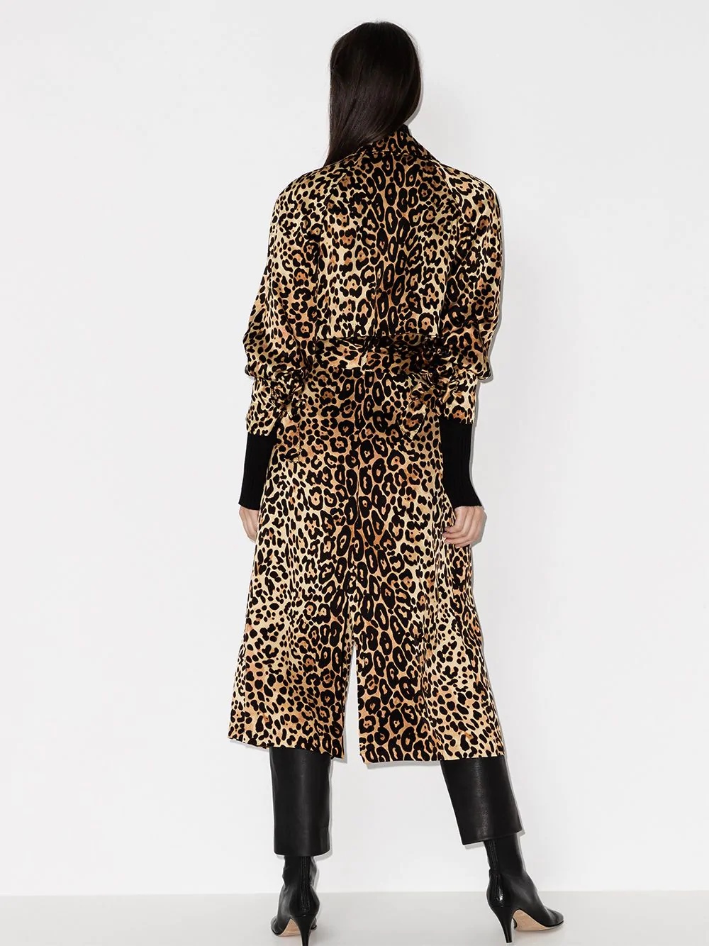 leopard print trench coat - 3