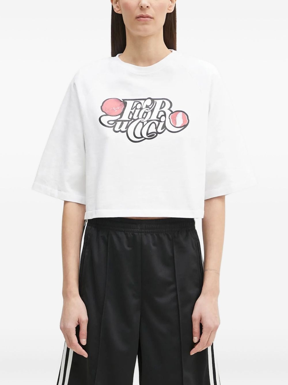 graphic-print cropped top - 2