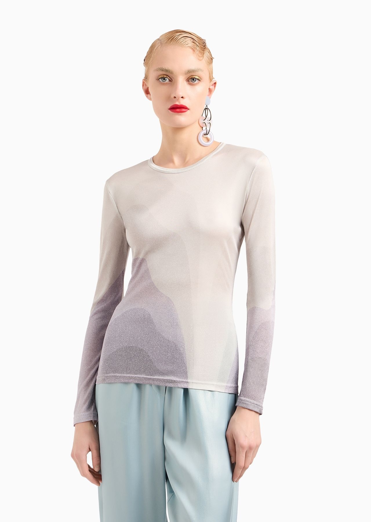 Printed silk interlock crew-neck jumper - 2