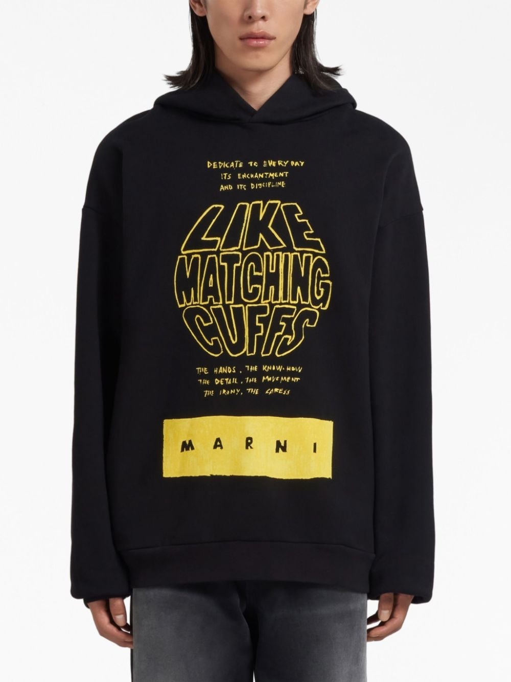 slogan-print cotton hoodie - 3