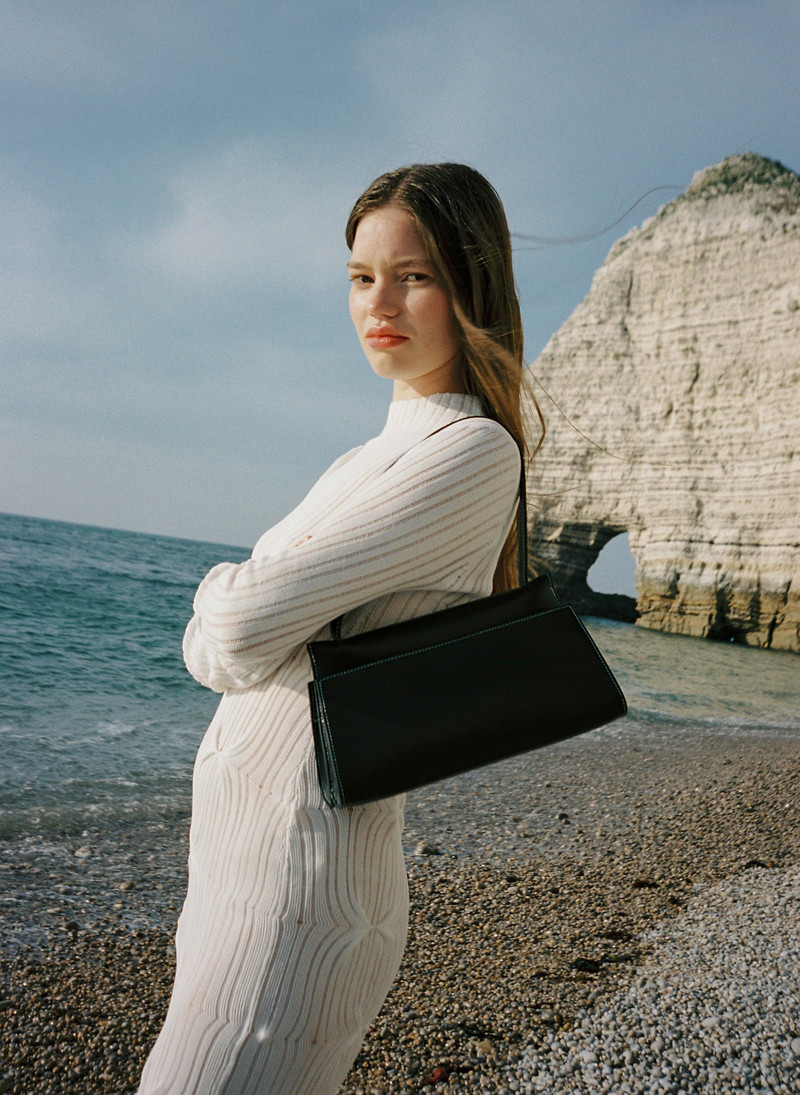 Elleme Long Papillon Leather Black/White Stitches outlook