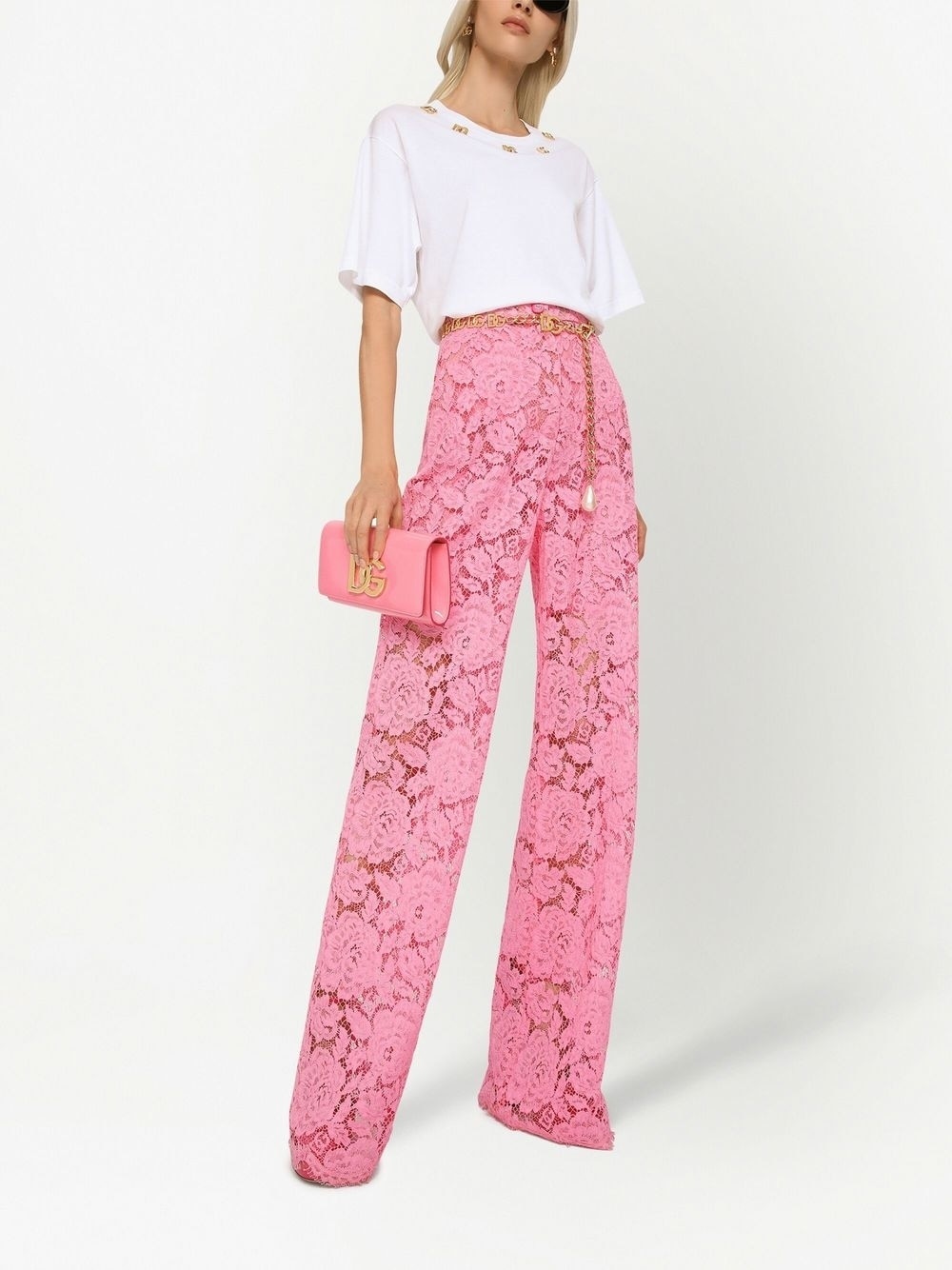 floral lace tailored trousers - 2