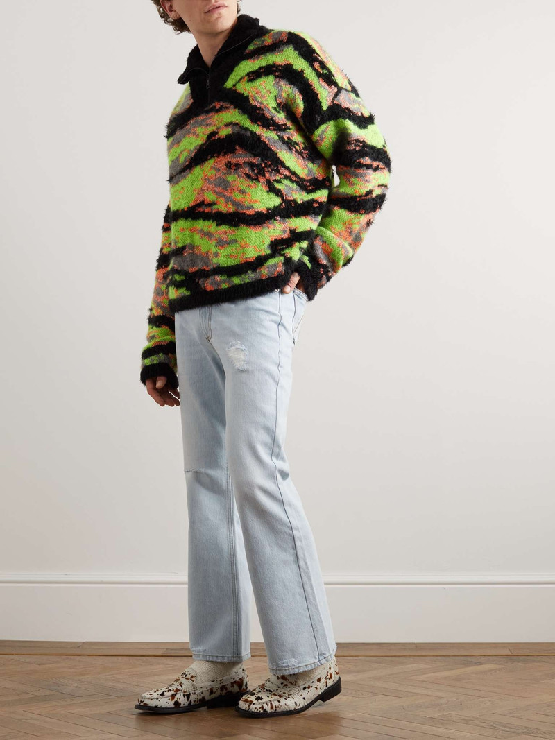 ERL Metallic Jacquard-Knit Half-Zip Sweater outlook