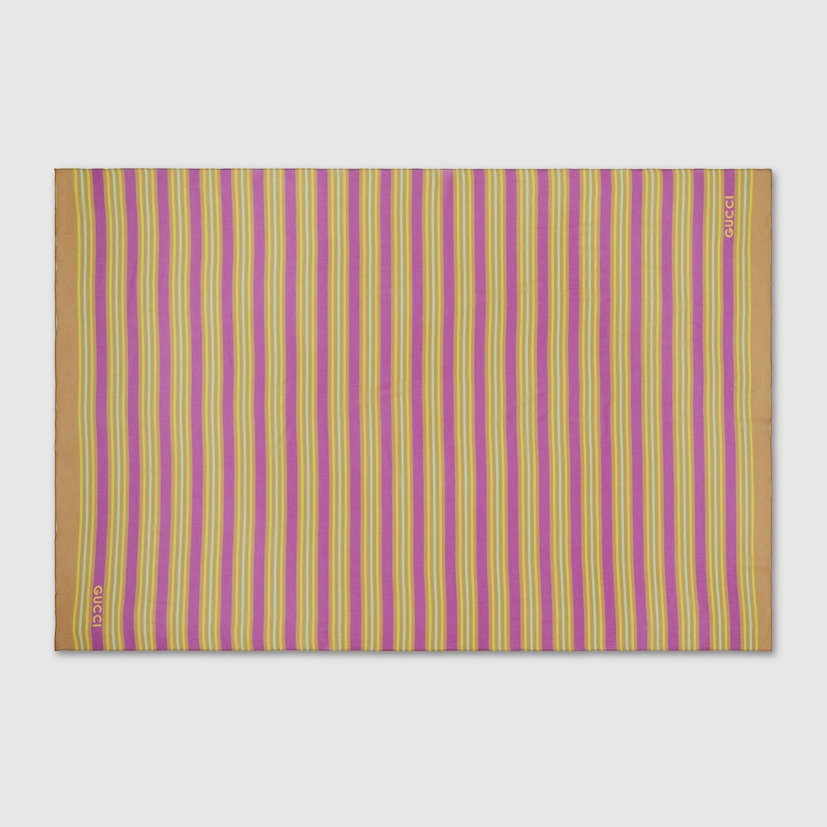 Striped printed silk cotton scarf - 2